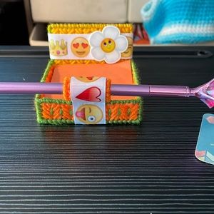 Emoji theme post it holder with pen and post it note.Handcrafted with ♥️